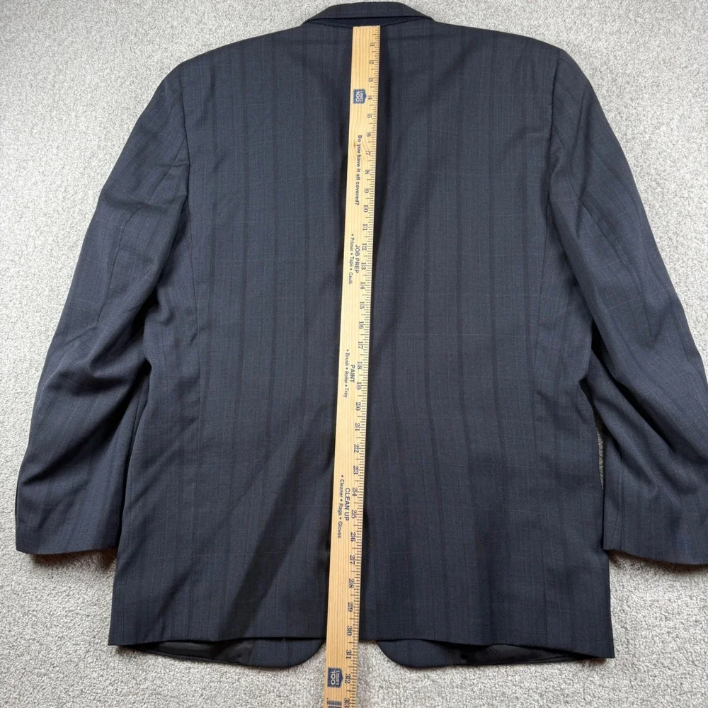 Burberrys Mens 44R Blue Pinstripe Windowpane Two Button Suit‎ Jacket